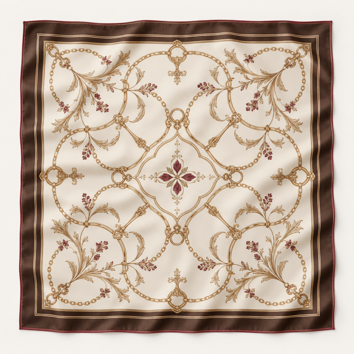 Elnaviq® Arabesque Square Scarf | Golden Details, Effortless French Style