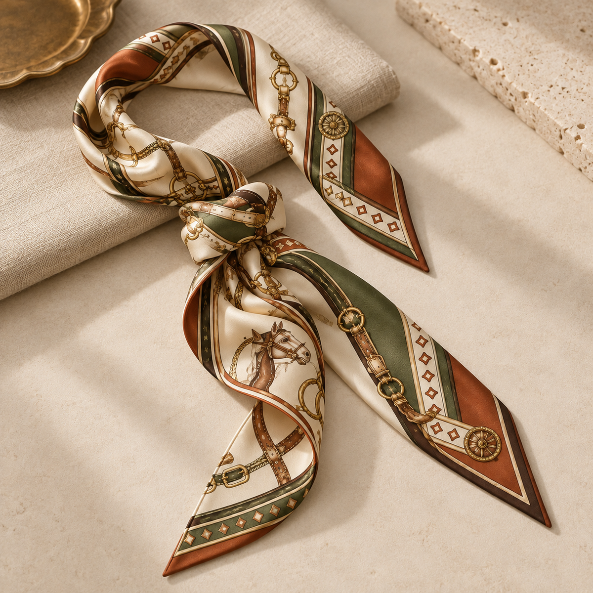Elnaviq® Équestre Print Long Scarf | Heritage Motifs, Parisian Flair