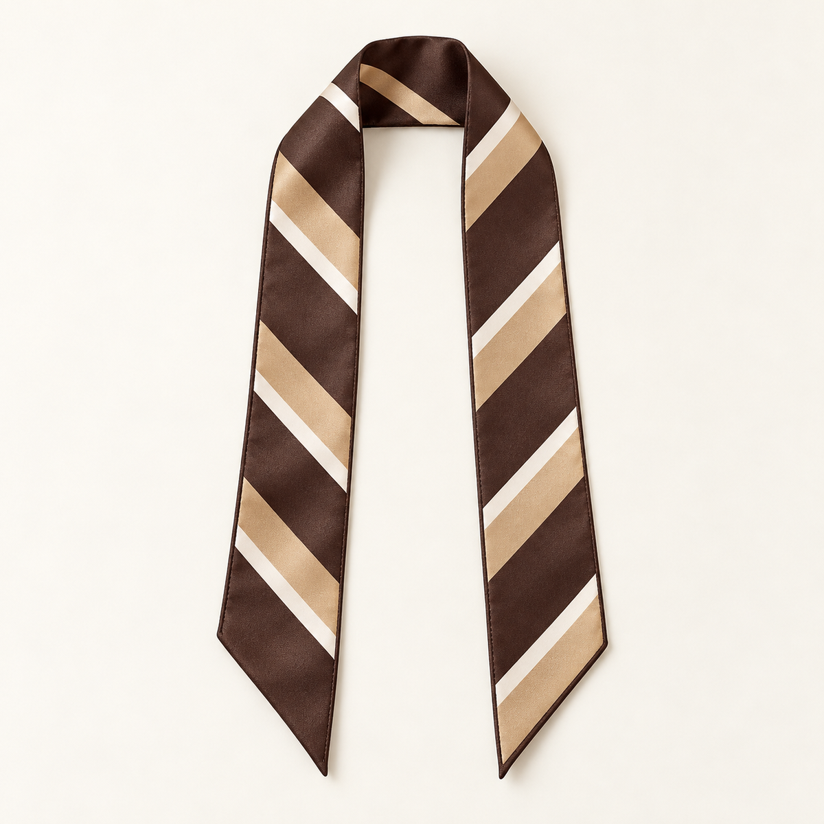 Elnaviq® Café Stripe Twilly Scarf | Parisian Poise, Modern Lines