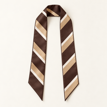 Elnaviq® Café Stripe Twilly Scarf | Parisian Poise, Modern Lines