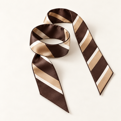 Elnaviq® Café Stripe Twilly Scarf | Parisian Poise, Modern Lines