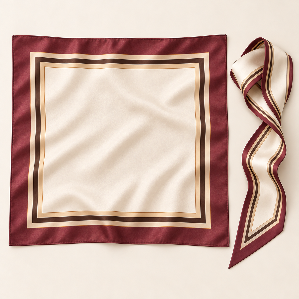 Elnaviq® Burgundy Border Scarf Gift Set | Parisian Charm, Thoughtfully Paired