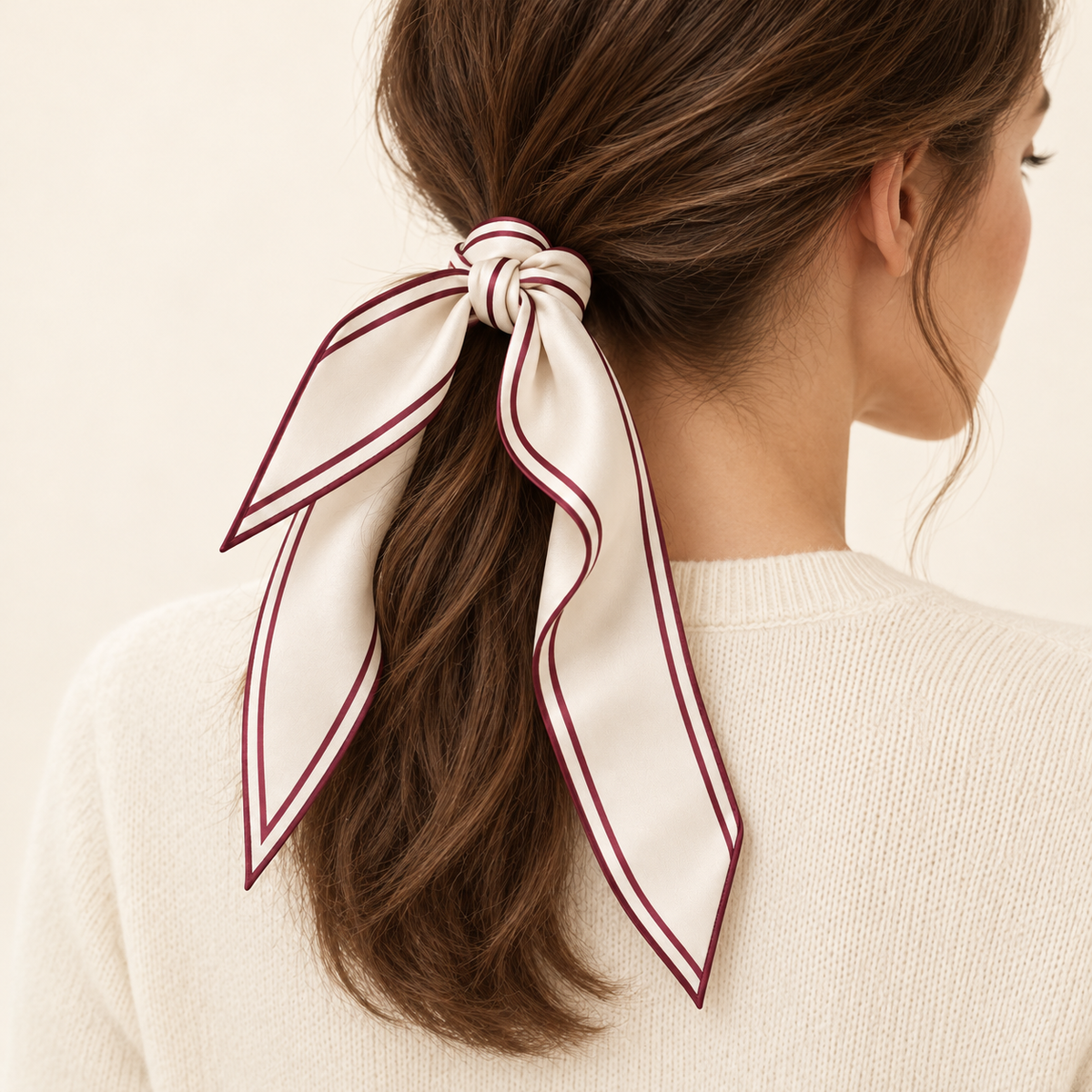 Elnaviq® Ligne Bordeaux Twilly Scarf | Clean Lines, Parisian Poise