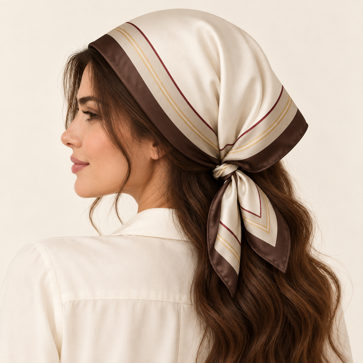 Elnaviq® Café Cadre Hair & Head Scarf | Classic Borders, Effortless Poise