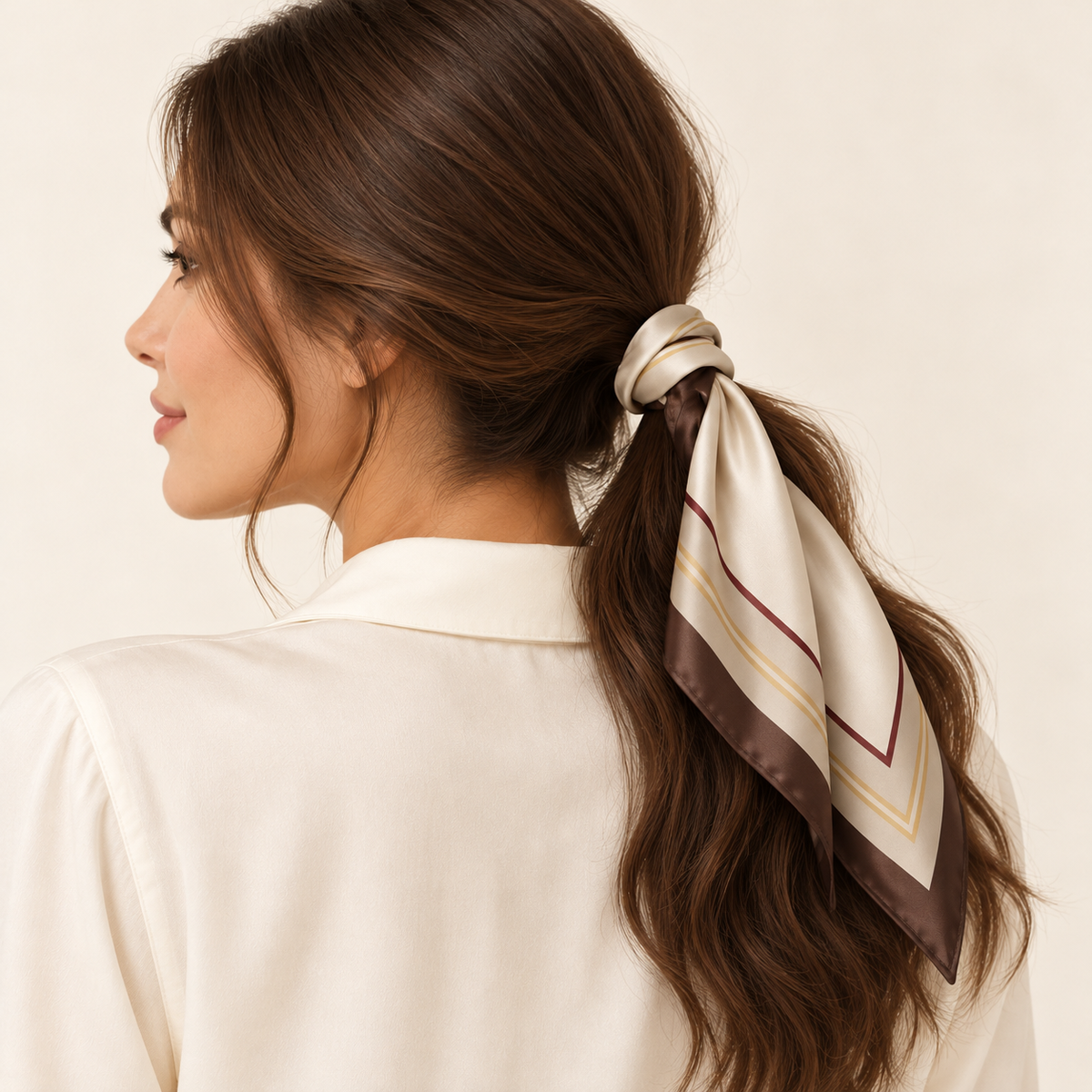 Elnaviq® Café Cadre Hair & Head Scarf | Classic Borders, Effortless Poise