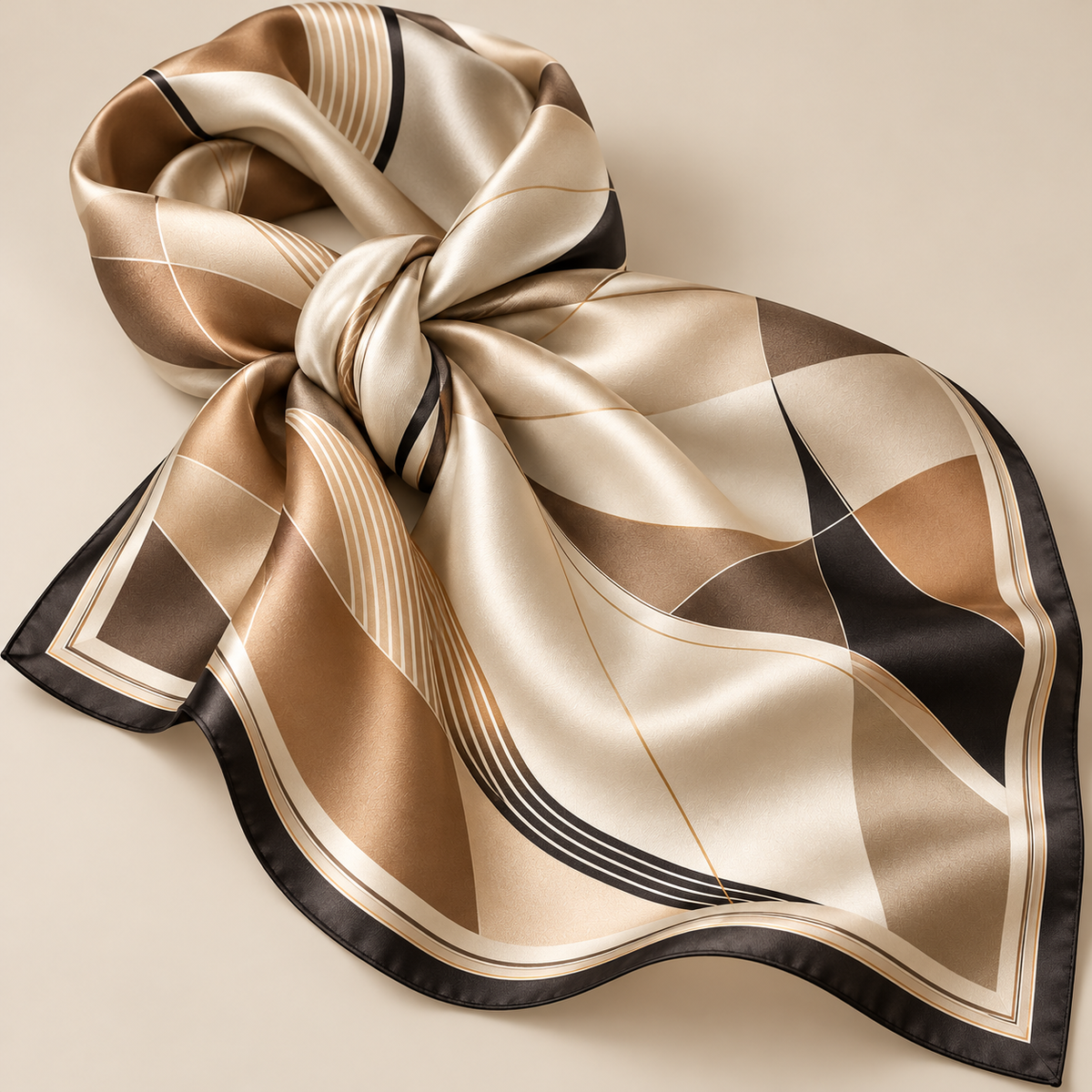Elnaviq® Courbe Abstract Hair & Head Scarf | Sculpted Lines, Parisian Ease