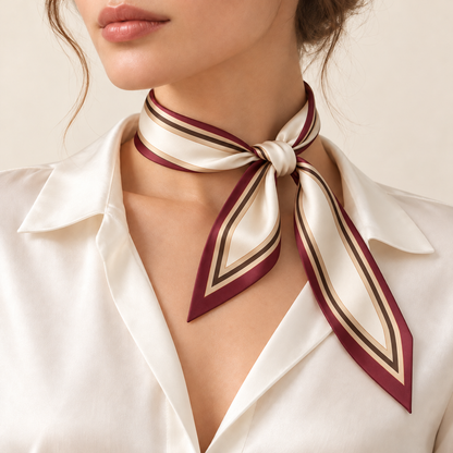 Elnaviq® Burgundy Border Scarf Gift Set | Parisian Charm, Thoughtfully Paired