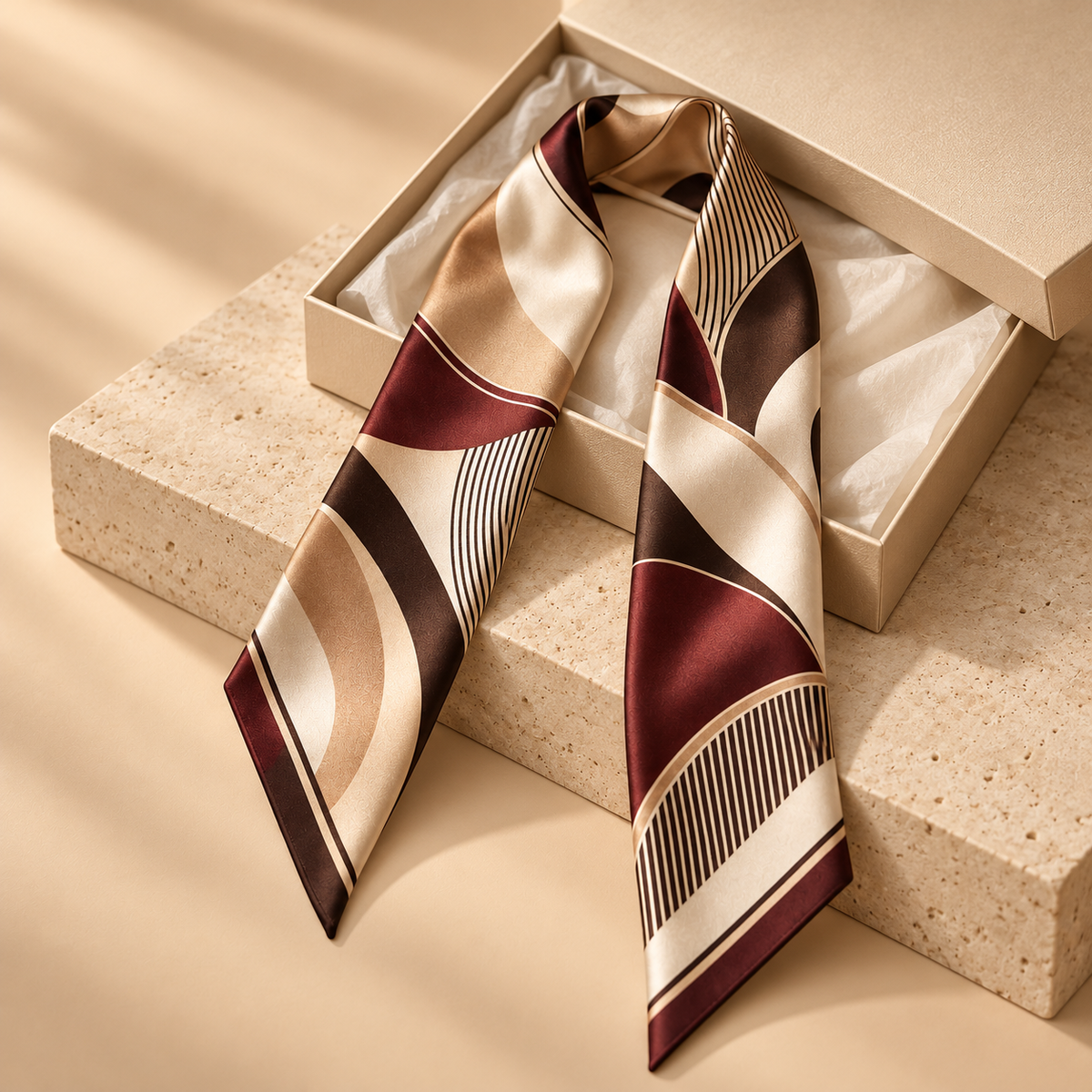 Elnaviq® Bordeaux Rhythm Bag Scarf | Rich Color, Refined Movement
