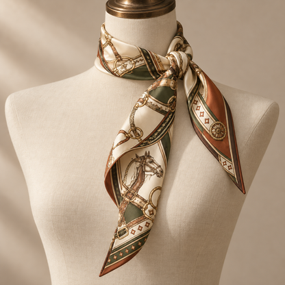 Elnaviq® Équestre Print Long Scarf | Heritage Motifs, Parisian Flair