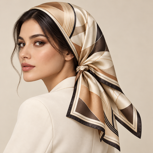 Elnaviq® Courbe Abstract Hair & Head Scarf | Sculpted Lines, Parisian Ease