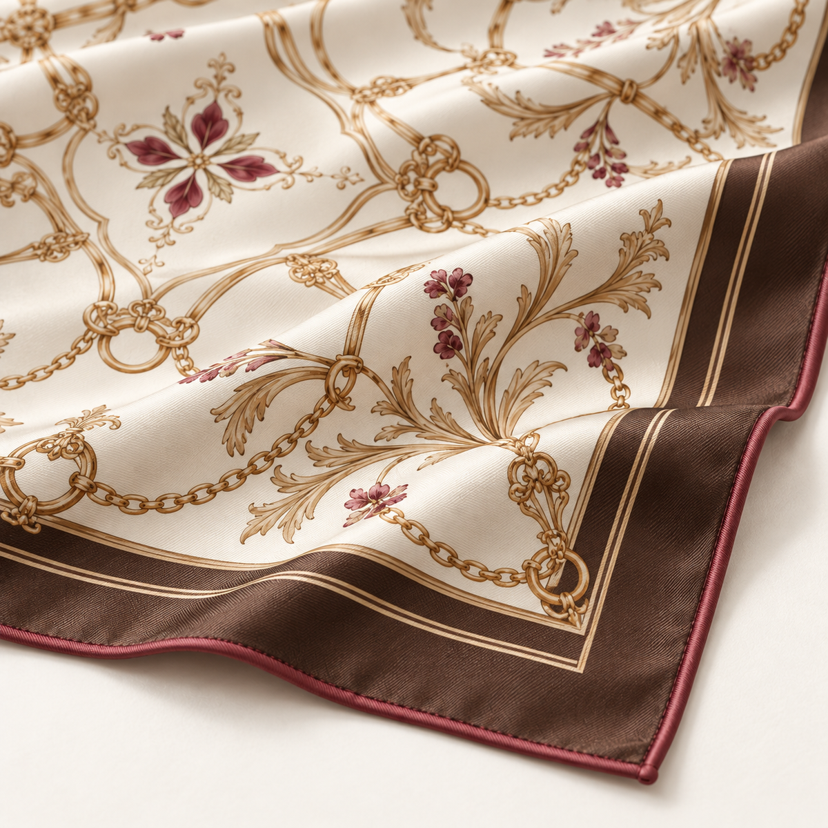 Elnaviq® Arabesque Square Scarf | Golden Details, Effortless French Style