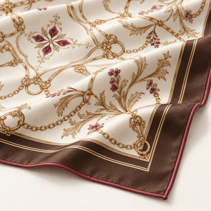 Elnaviq® Arabesque Square Scarf | Golden Details, Effortless French Style