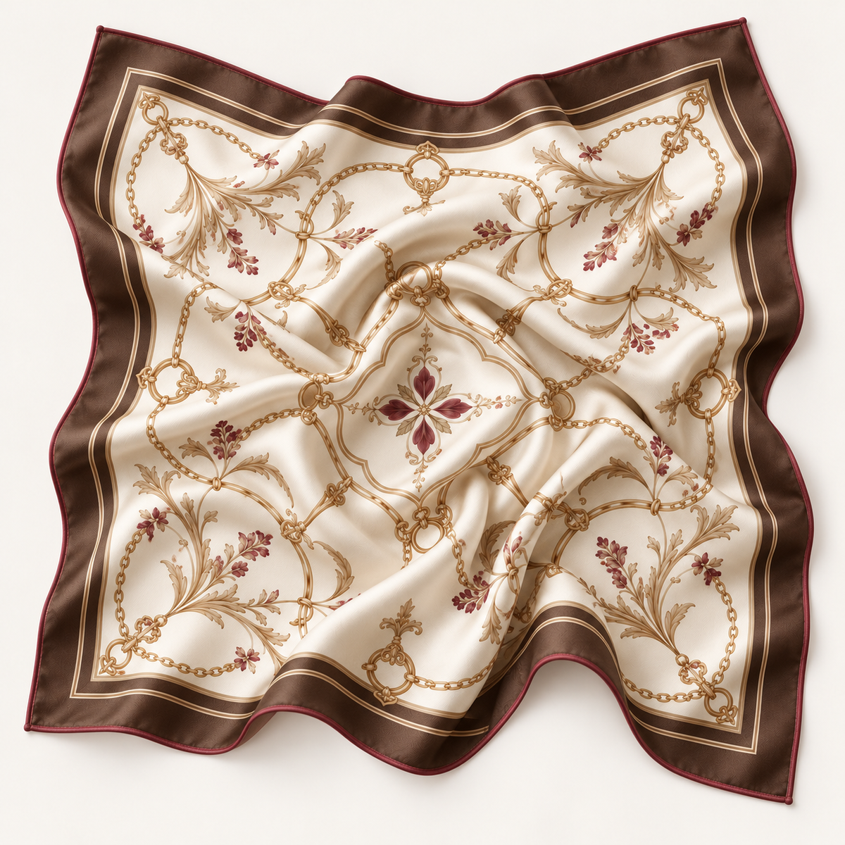 Elnaviq® Arabesque Square Scarf | Golden Details, Effortless French Style