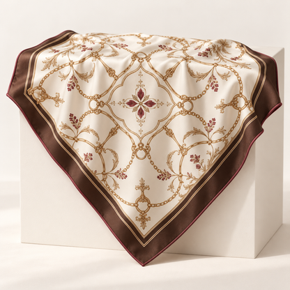 Elnaviq® Arabesque Square Scarf | Golden Details, Effortless French Style