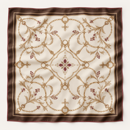 Elnaviq® Arabesque Square Scarf | Golden Details, Effortless French Style